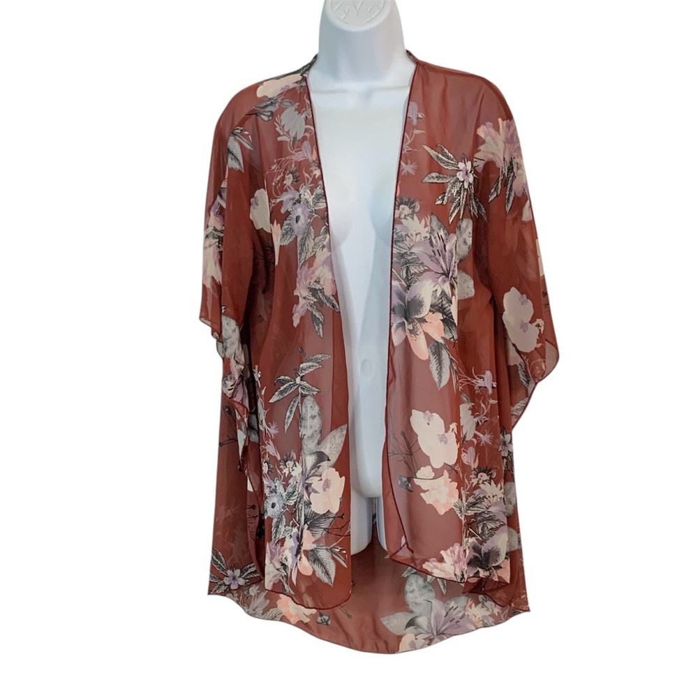 EMORY PARK Floral Sheer Kimono Cardigan